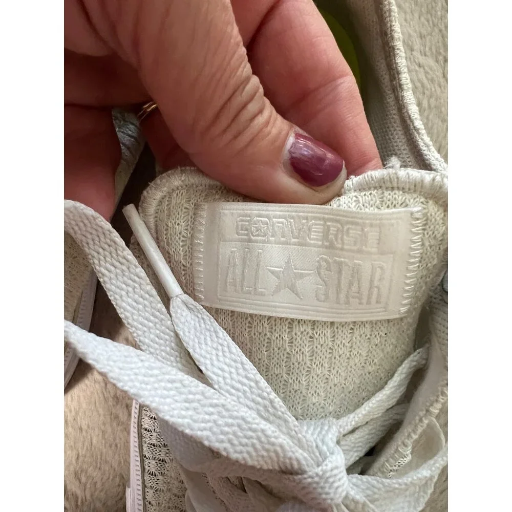 Converse All Star Womens Sneakers Size 6.5 Beige Textured Knit Low Top Shoes Wit